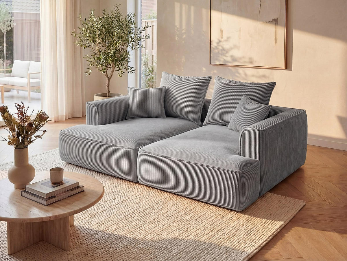 SOFA - 3 Personen - samt - hellgrau Pineta - Hellgrau, Textil (230/67/180cm) - Vente-Unique