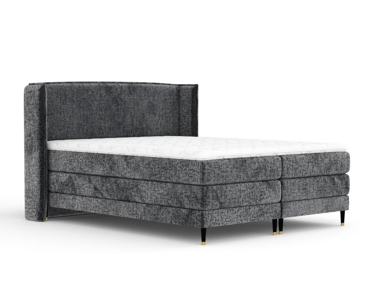 BOXSPRINGBETT Carizzo Anthrazit 180/200 cm mit Matratze und Topper - Anthrazit/Schwarz, Holz/Holzwerkstoff (180/200cm) - Maison de Reve