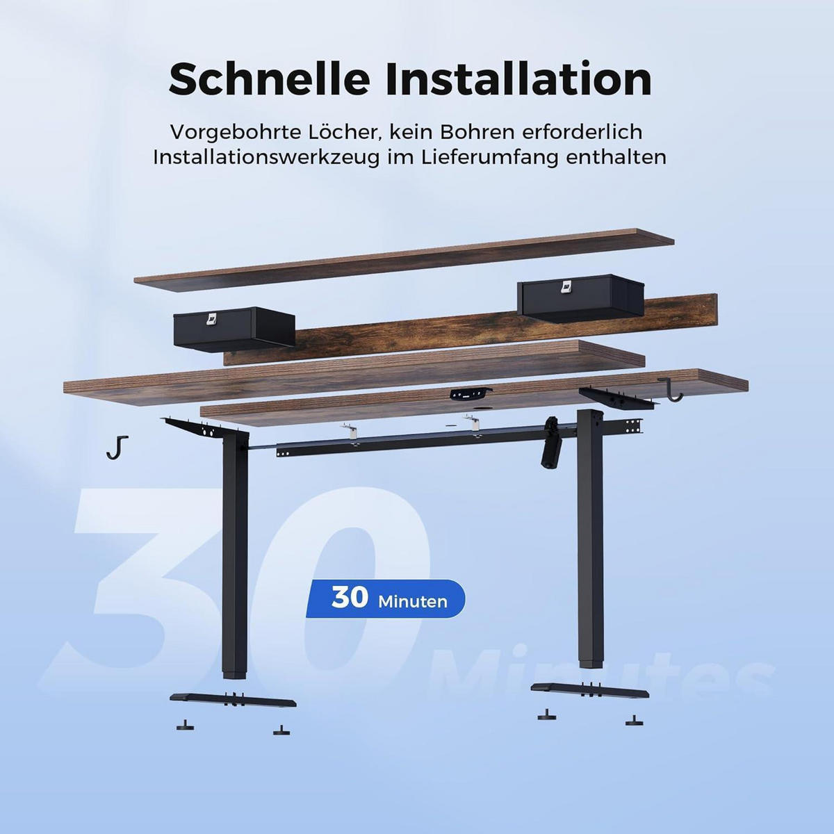 SCHREIBTISCH Höhenverstellbar Elektrisch 140 x 60 cm Braun - Braun, Holzwerkstoff (140/60/75cm)