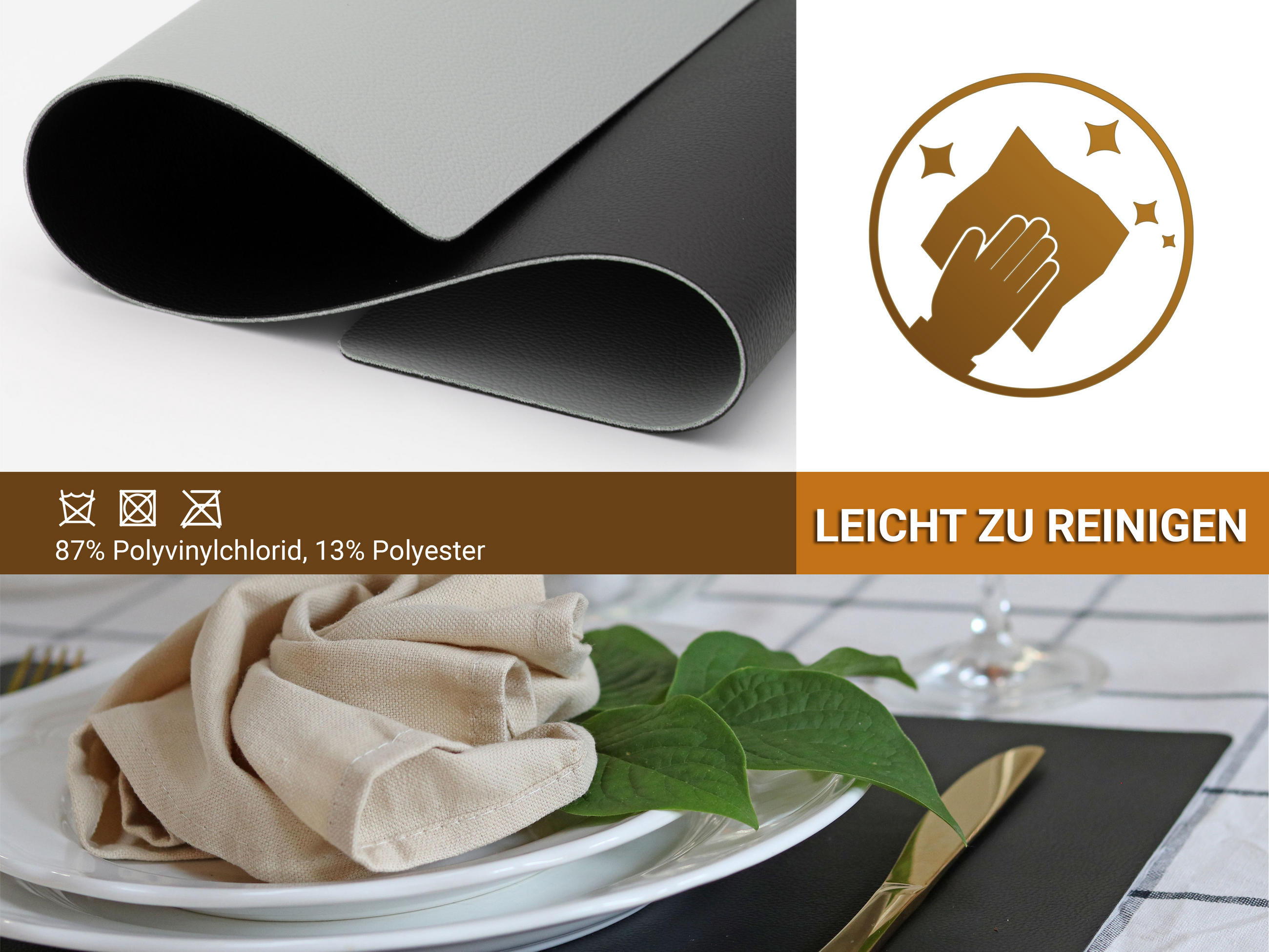 Thumbnail - Zollner Tischset,, Schwarz, Textil, 30x1x42 cm, Oeko-Tex® Standard 100, Wohntextilien, Tischwäsche, Tischsets