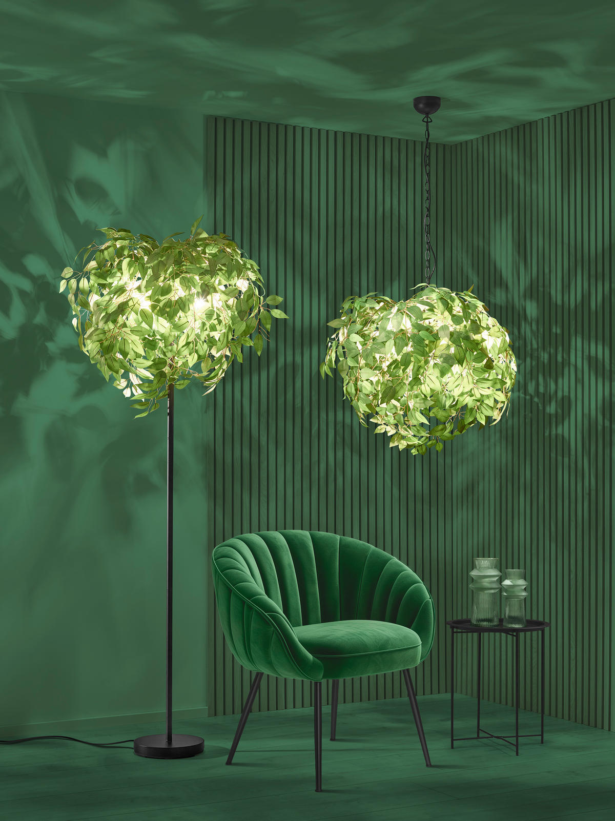 STEHLAMPE LEAVY - Schwarz - 70/70/180 cm - Schwarz, Metall (70/70/180cm) - Trio Leuchten