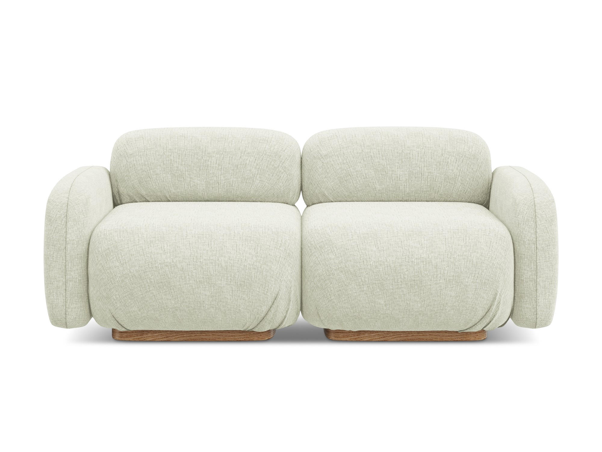 3-SITZER SOFA Chenille Stoff Weiß - Weiß/Braun, Holz/Textil (190/73/95cm) - Makamii