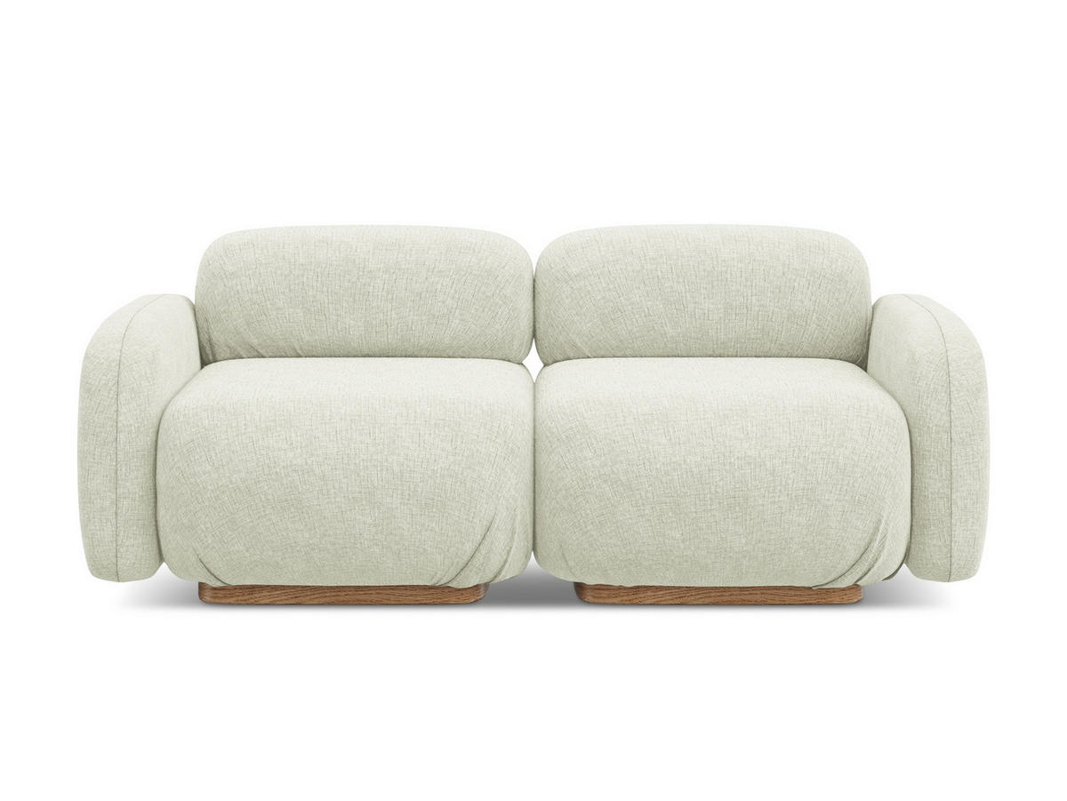 3-SITZER SOFA Chenille Stoff Weiß - Weiß/Braun, Holz/Textil (190/73/95cm) - Makamii