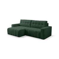 ECKSOFA Masina Dunkelgrün, Schlafsofa aus Cordstoff - Dunkelgrün, Holzwerkstoff (245/143cm) - Bettso