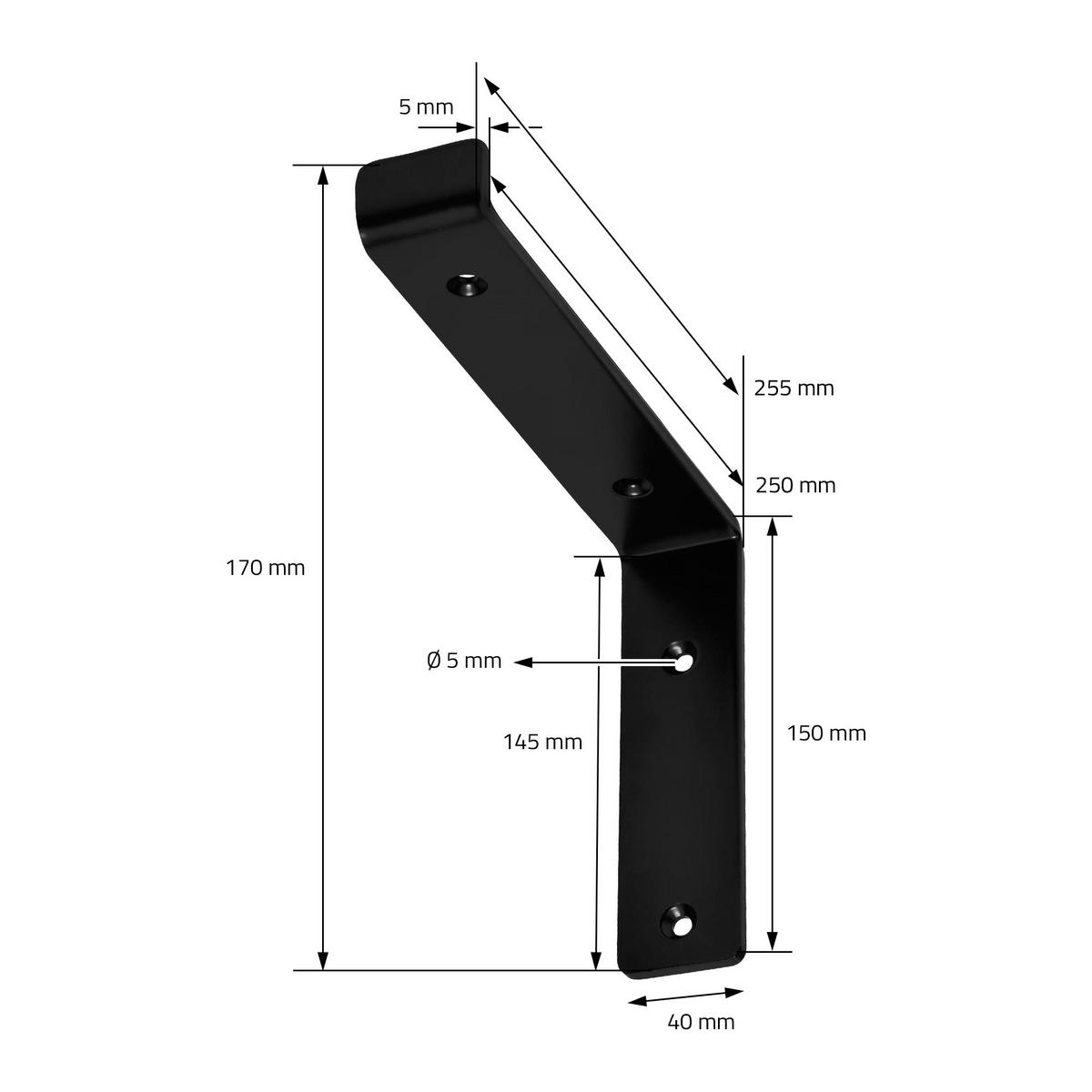 REGALHALTERUNG - Schwarz, Metall (17/4/25.5cm) - ML-DESIGN