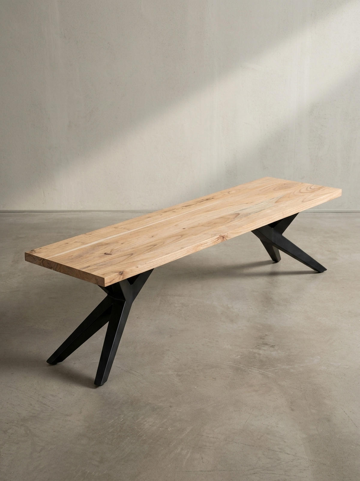 ESSZIMMERBANK Massivholz Metall Loft-Stil, Akazie 160x45x45 cm - Schwarz/Braun, Holz/Metall (160/45/45cm) - KADIMA DESIGN