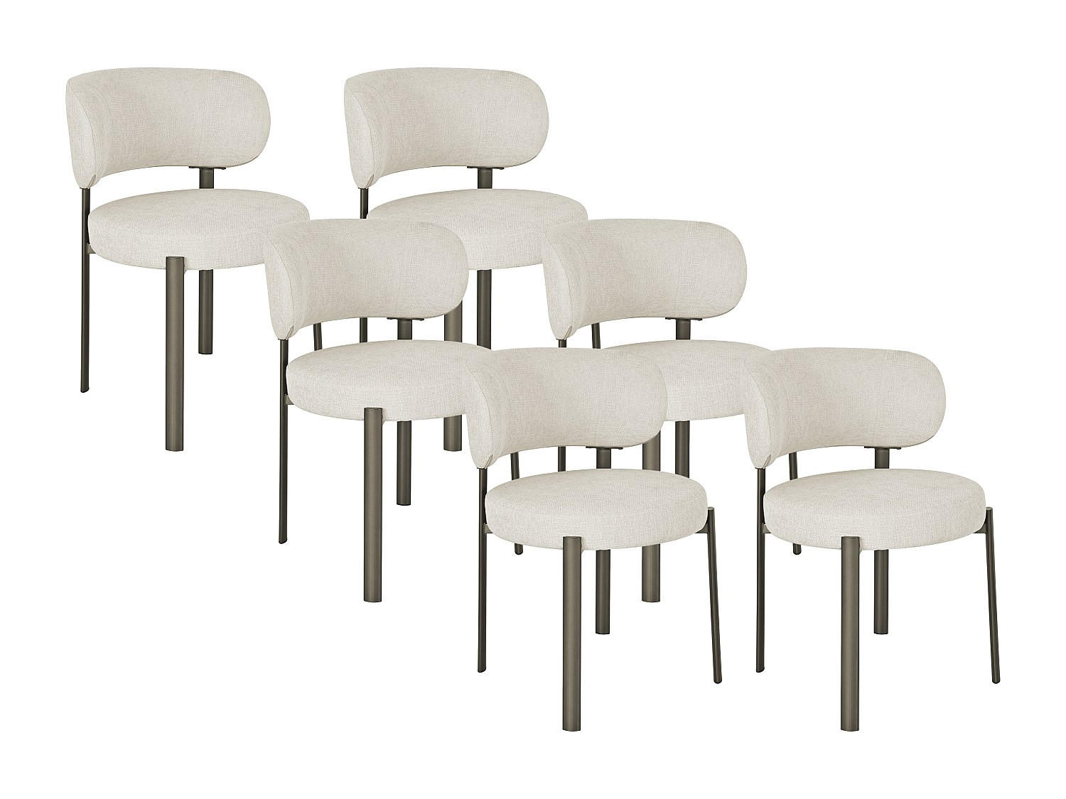 STUHL - 55 x 60.5 - stoff - cremefarben Asilova - Creme, Textil/Metall (55/78.5/60.5cm) - Vente-Unique