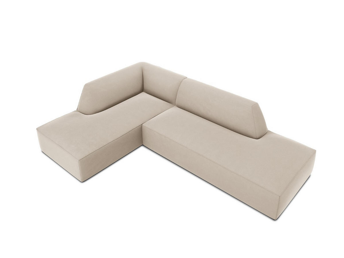 ECKSOFA links Ruby aus Samt beige 4 Sitzplätze - Beige, Textil (180/273cm) - Micadoni
