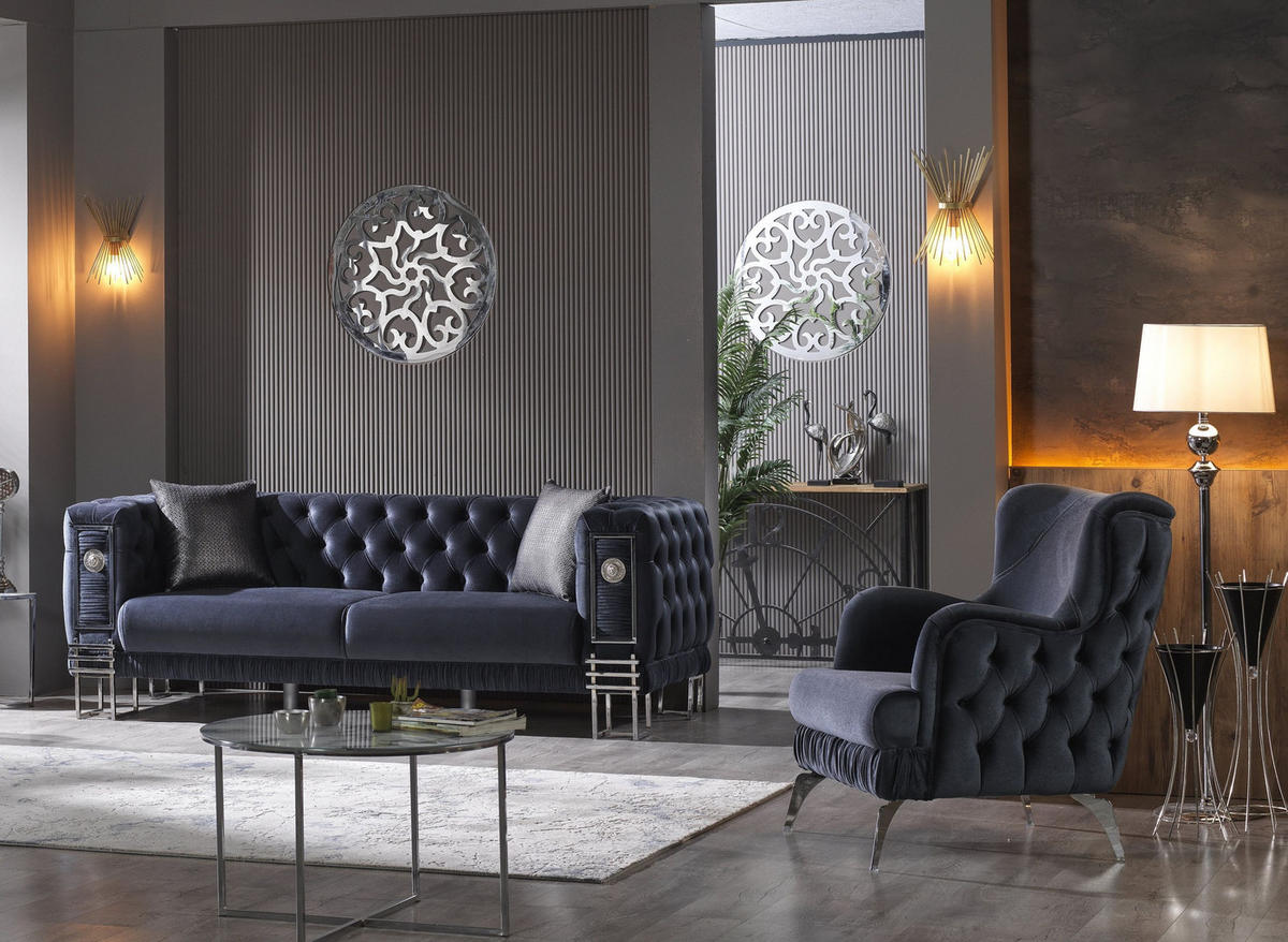 SITZGARNITUR Löwe Anthrazit Stellvariante:2+1 - Anthrazit, Holz (170/82/95cm) - Villa Möbel