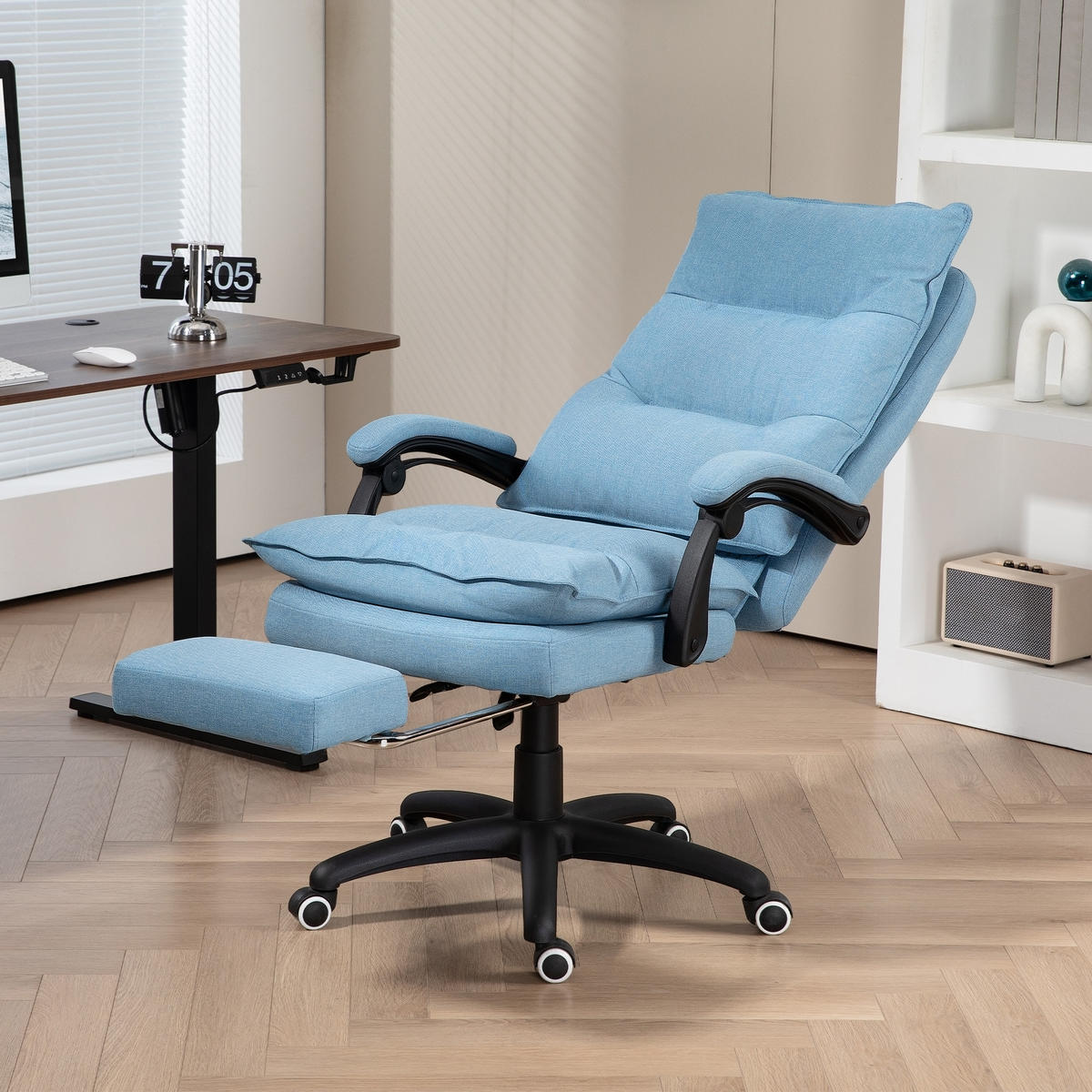 ERGONOMISCH Bürostuhl mit Massagefunktion, Computerstuhl mit Liegefunktion - Blau, Kunststoff (62/130/70cm) - Vinsetto