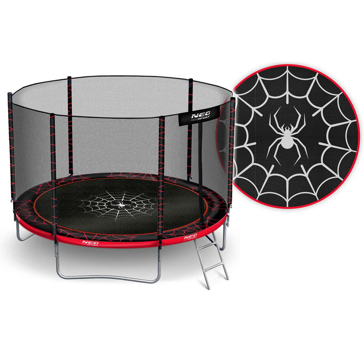GARTENTRAMPOLIN 8 ft/252 cm mit Außennetz und Leiter - Rot, Metall (252/252cm)