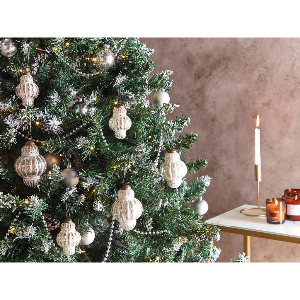 Thumbnail - Beliani Weihnachtsbaumkugeln, Silber, Glas, 10x14x10 cm, Dekoration, Weihnachtsdekoration, Weihnachtsbaumschmuck, Weihna...