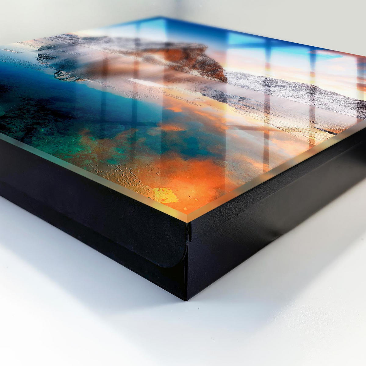 SCHLÜSSELBOX Schwarz 30x30 cm- Türöffnung nach rechts - Harmonie der Berge - Blau, Metall (30/30/5cm) - TULUP