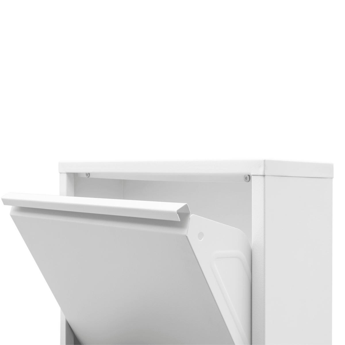 SCHUHSCHRANK schmal Metall mit Magnet 3 Klappen Weiß - Weiß, Metall (50/103/15cm) - Gowoll