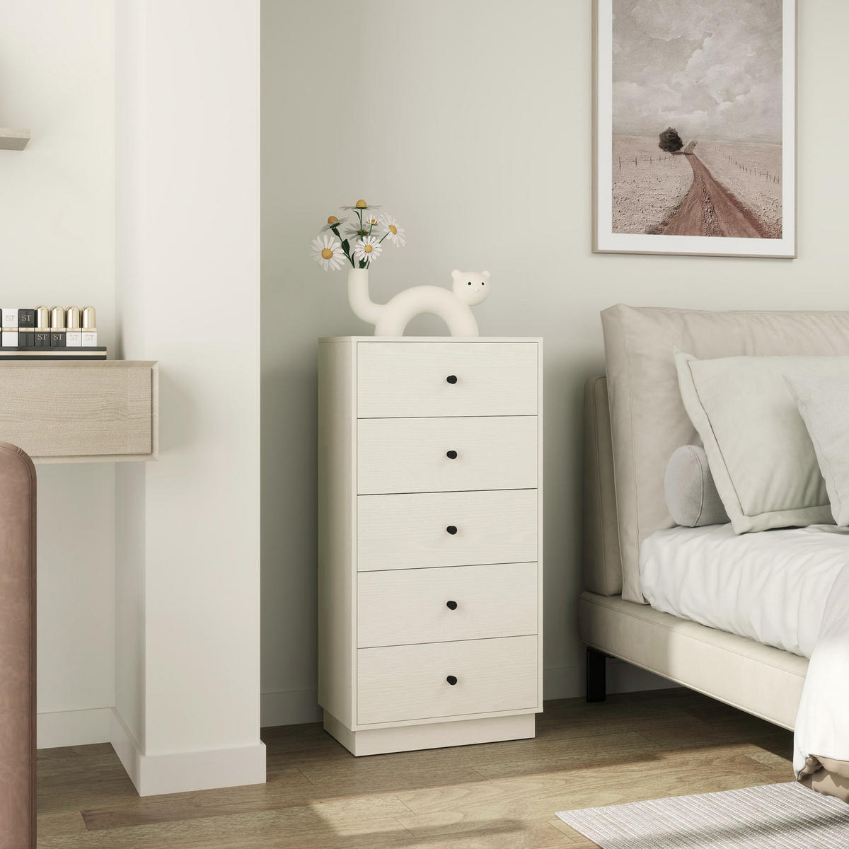 KOMMODE Creme 47/29/95 cm - Creme, Holzwerkstoff (47/95/29cm) - PANGIVO