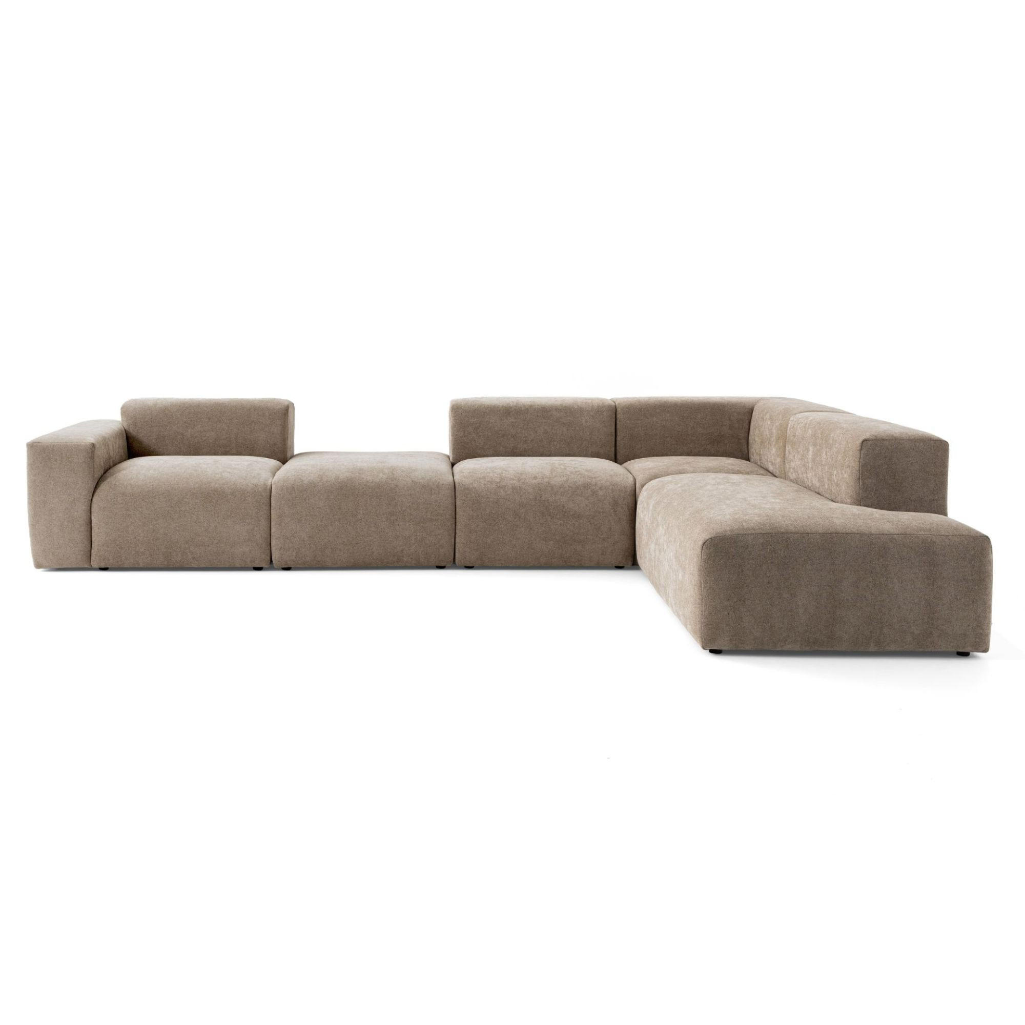 5-SITZER modulares Ecksofa HEAVEN SET 5 Rechts, Breite 380 cm Webstoff Braun - Schwarz/Braun, Holz/Kunststoff (245/380cm) - Muffo