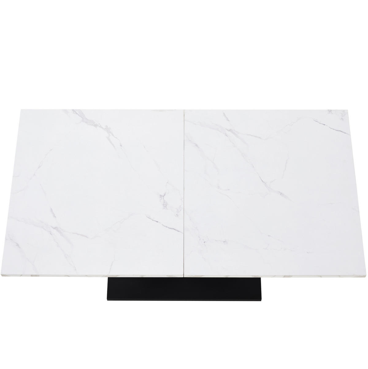 JEDÁLENSKÝ stôl, 140/75/75,5 cm, MDF/kov, biela/čierna s dekorom mramoru - biela, kompozitné drevo (140/75/75.5cm) - BEAOK