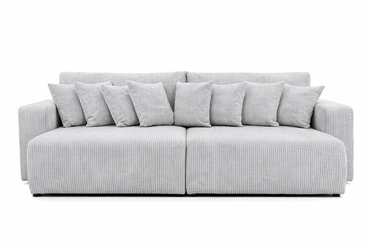 SCHLAFSOFA, Cordstoff Poso, Grün, PIANO DOUBLE - Hellgrau, Holz (246/83/145cm) - Kaiser Möbel