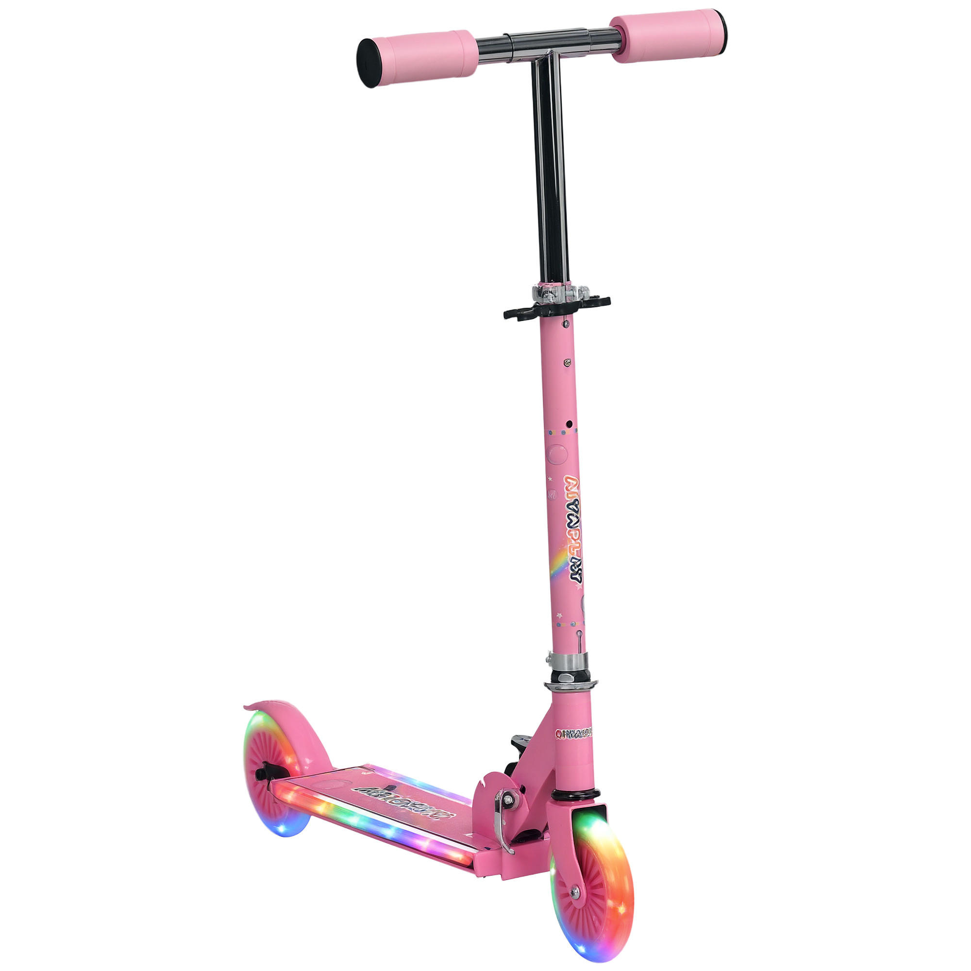 KINDERSCOOTER DE-16943 klappbar mit LED-Rädern & Musik Rosa - Pink, Metall (67/32/78cm) - ComfortXL