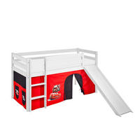 SPIELBETT JELLE Disney Cars - Hochbett - mit Rutsche und Vorhang - Weiß, Holz - Lilokids