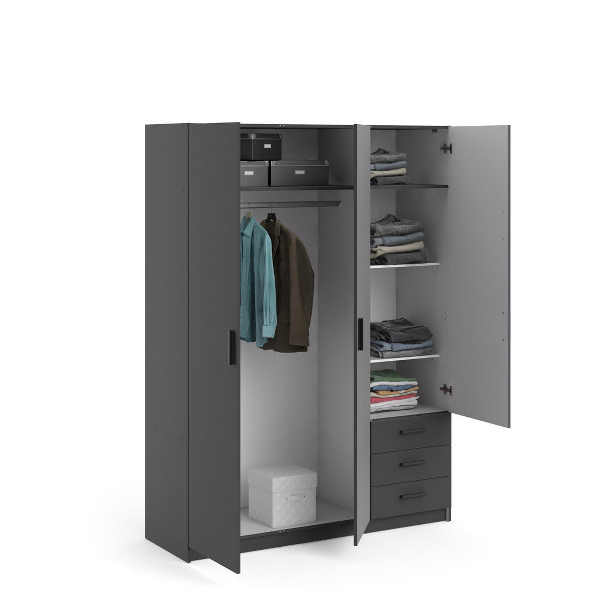 KLEIDERSCHRANK Grau - Grau, Holzwerkstoff (147/201/50cm) - ebuy24