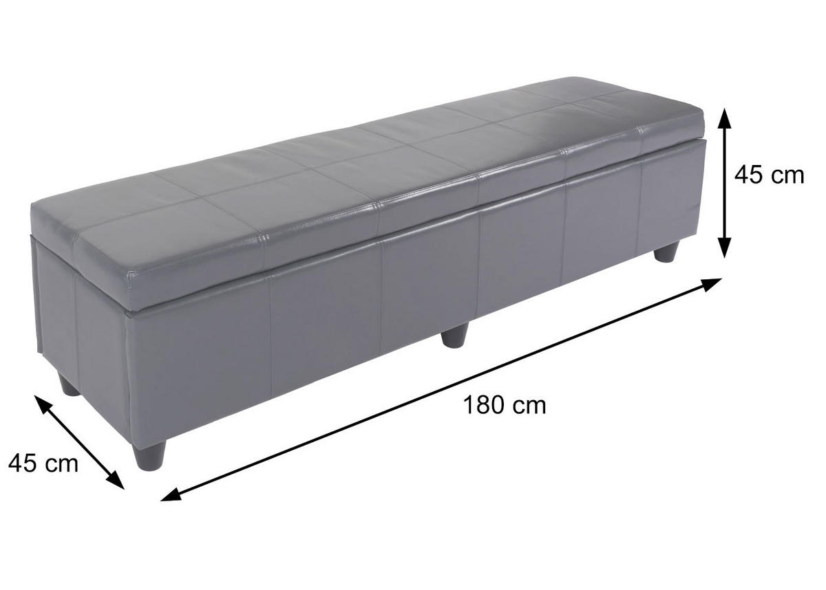 LAVICA s úložným priestorom XXL Hnedá - hnedá, koža (180/45/45cm) - MCW