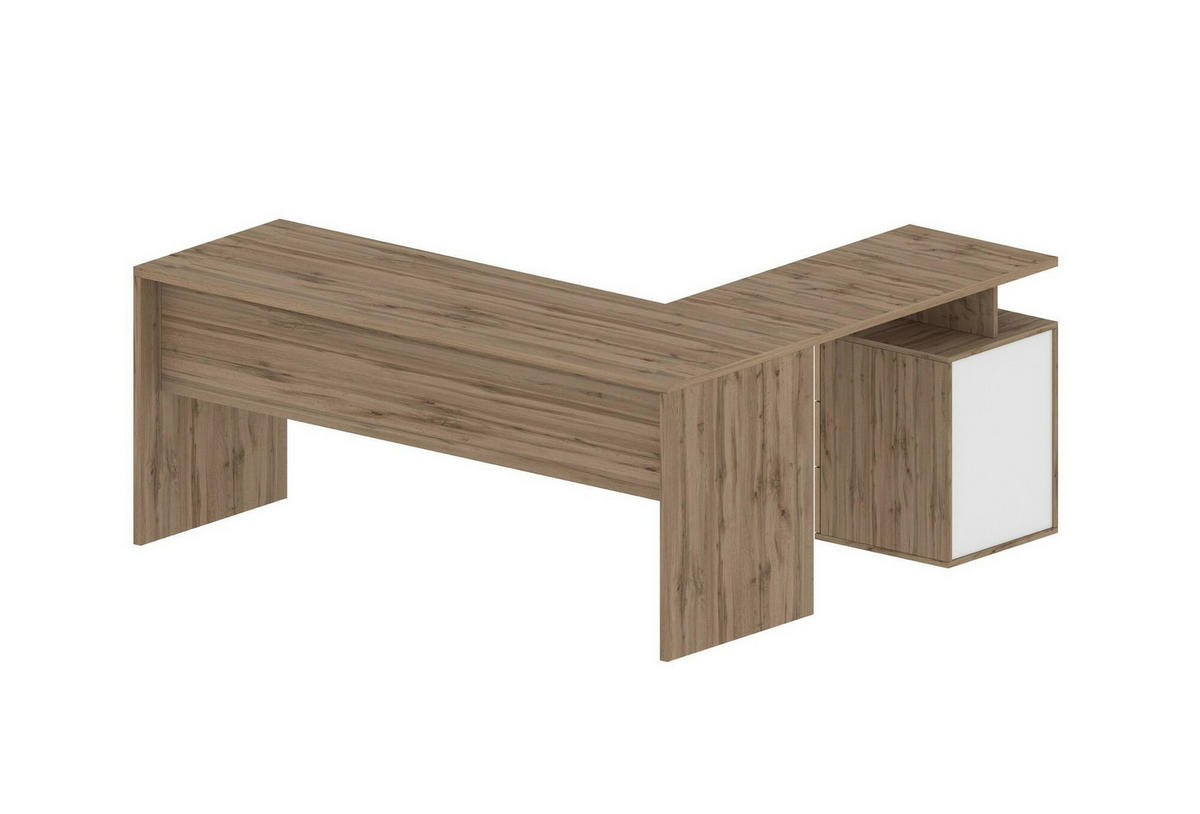ECKSCHREIBTISCH Eiche 60/180/75 cm - Braun, Holzwerkstoff (60/180/75cm) - DMORA