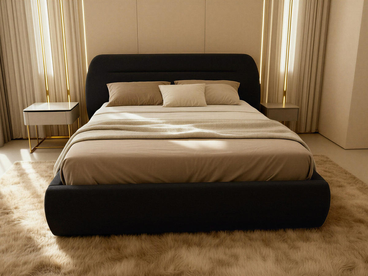 POLSTERBETT Orio - Eichefarben/Schwarz, Holz/Kunststoff (180/200cm) - Sofnet