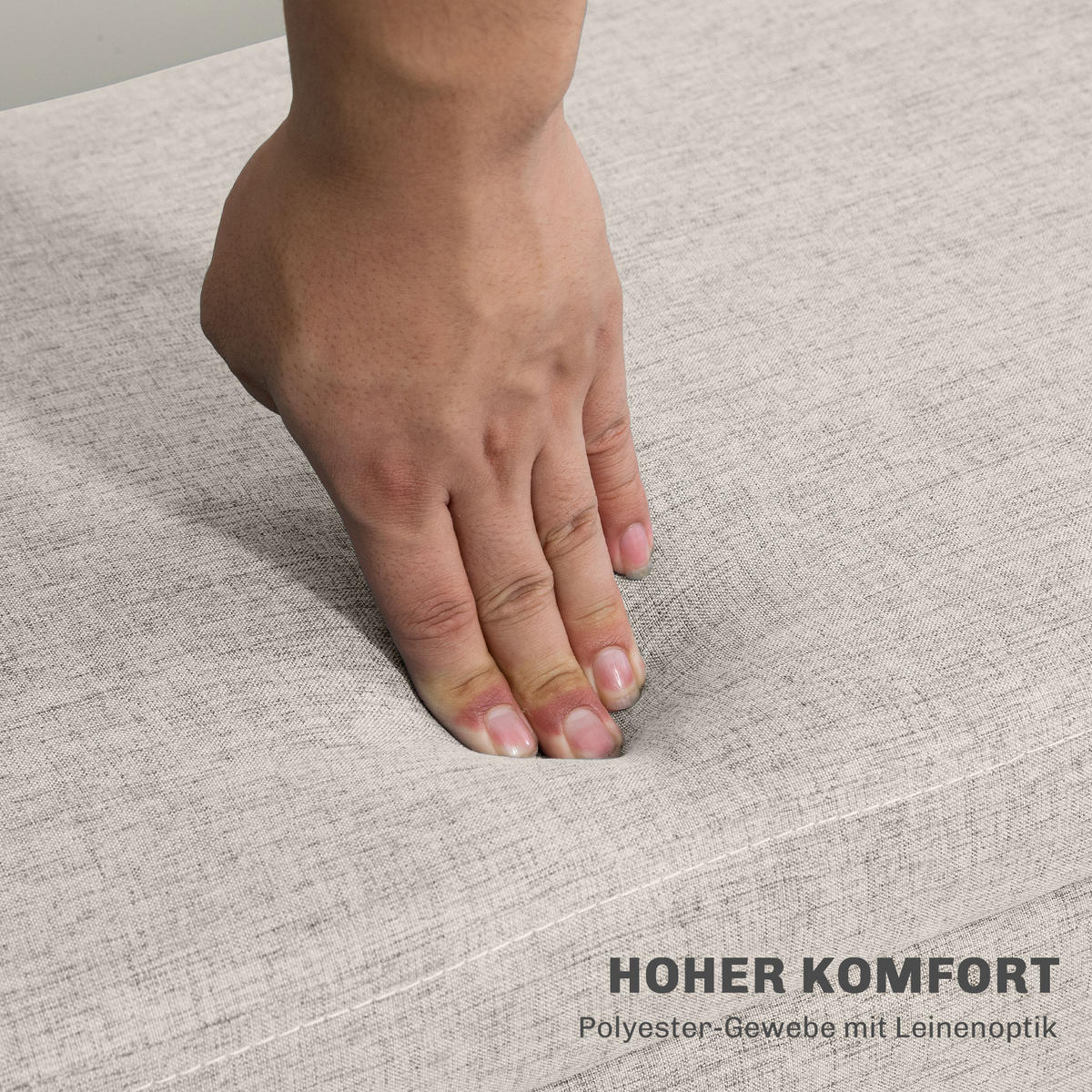 SITZBANK Polsterbank mit Stauraum scandinavia Truhenbank Polyester Holz Beige - Beige, Kunststoff (39/45/110cm) - HOMCOM