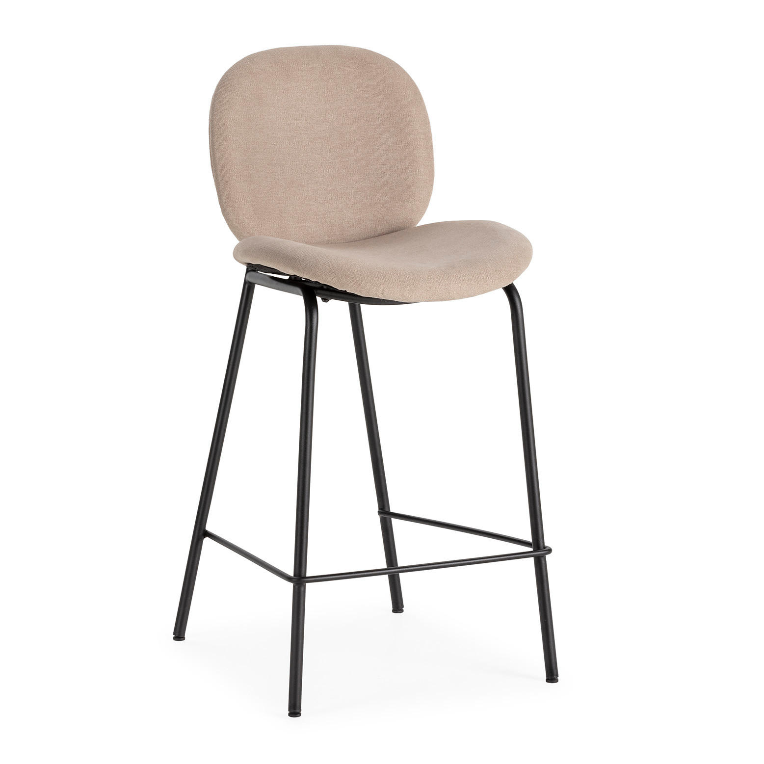 BARHOCKER (Set aus 2) aus Stoff mit schwarzen Metallbeinen - cori 43/54/66 cm - Beige, Textil (54/66/43cm) - Calicosy