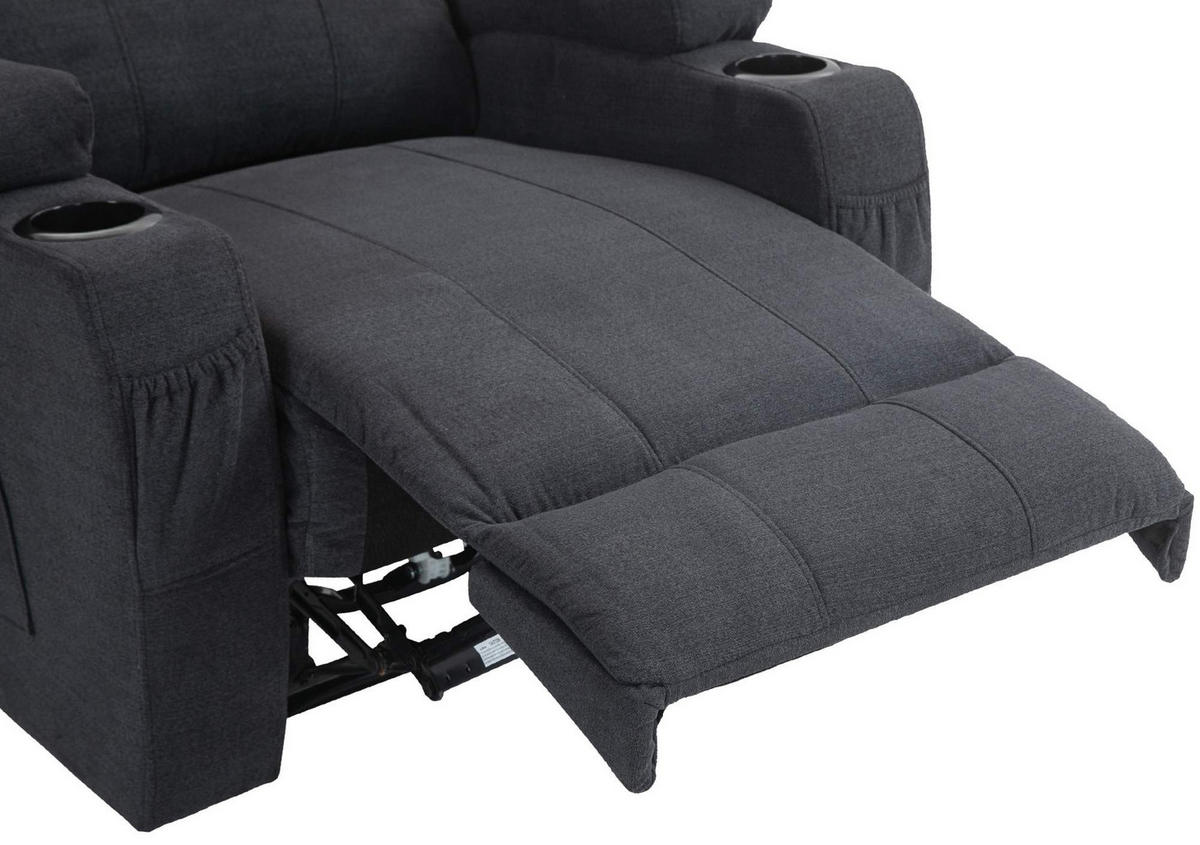 SESSEL Stoff dunkelgrau - Dunkelgrau/Schwarz, Textil/Metall (83/105/94cm) - CLP