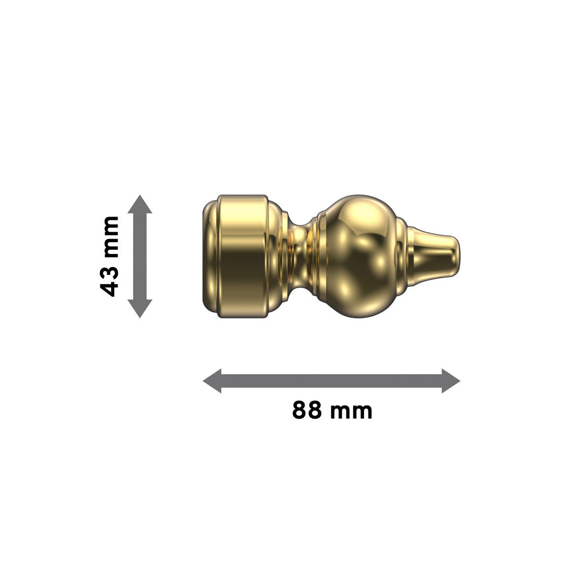 ENDSTÜCKE FÜR GARDINENSTANGEN 28 mm Ø, Rondo Messing-farbig, Packung 2 Stück - Messingfarben, Kunststoff (8.8/4.3/4.3cm) - INTERDECO