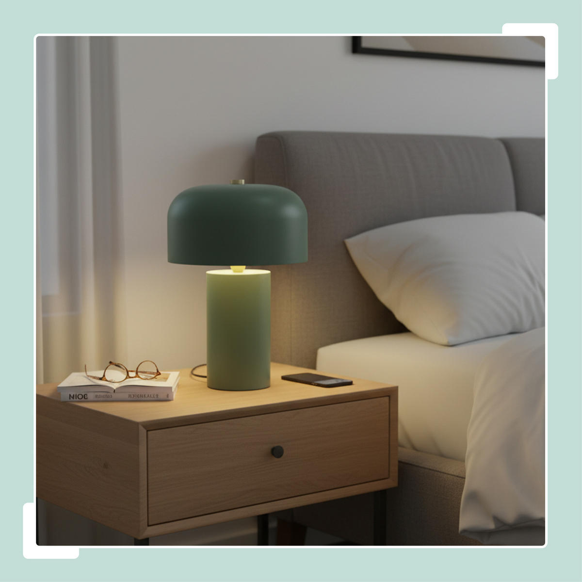 TISCHLAMPE Einfarbig Pilzform Metall E14 - Grün, Metall (25/25/40cm) - Relaxdays