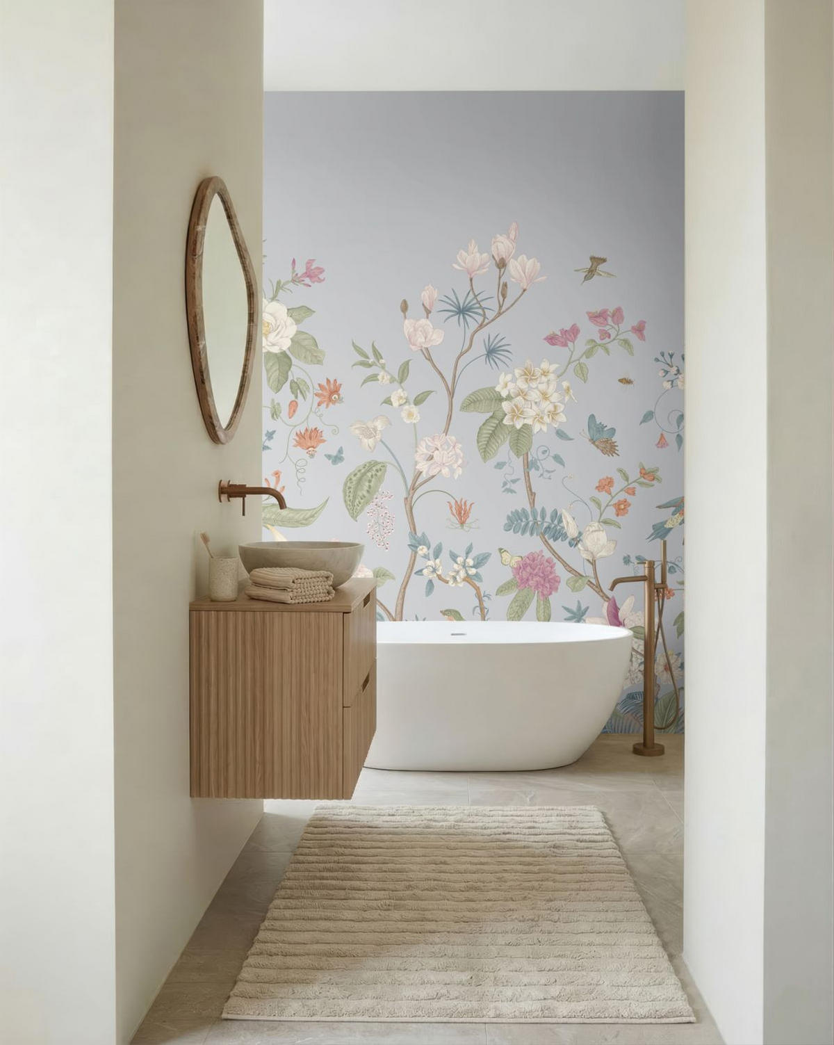 FOTOTAPETE Blumen 2.5 x 2.79 m - Blau, Papier (250/279cm) - ESTAhome