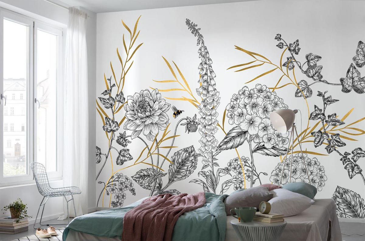 FOTOTAPETE Blumen 400 x 280 cm - Schwarz, Papier (400/280cm) - Sanders & Sanders