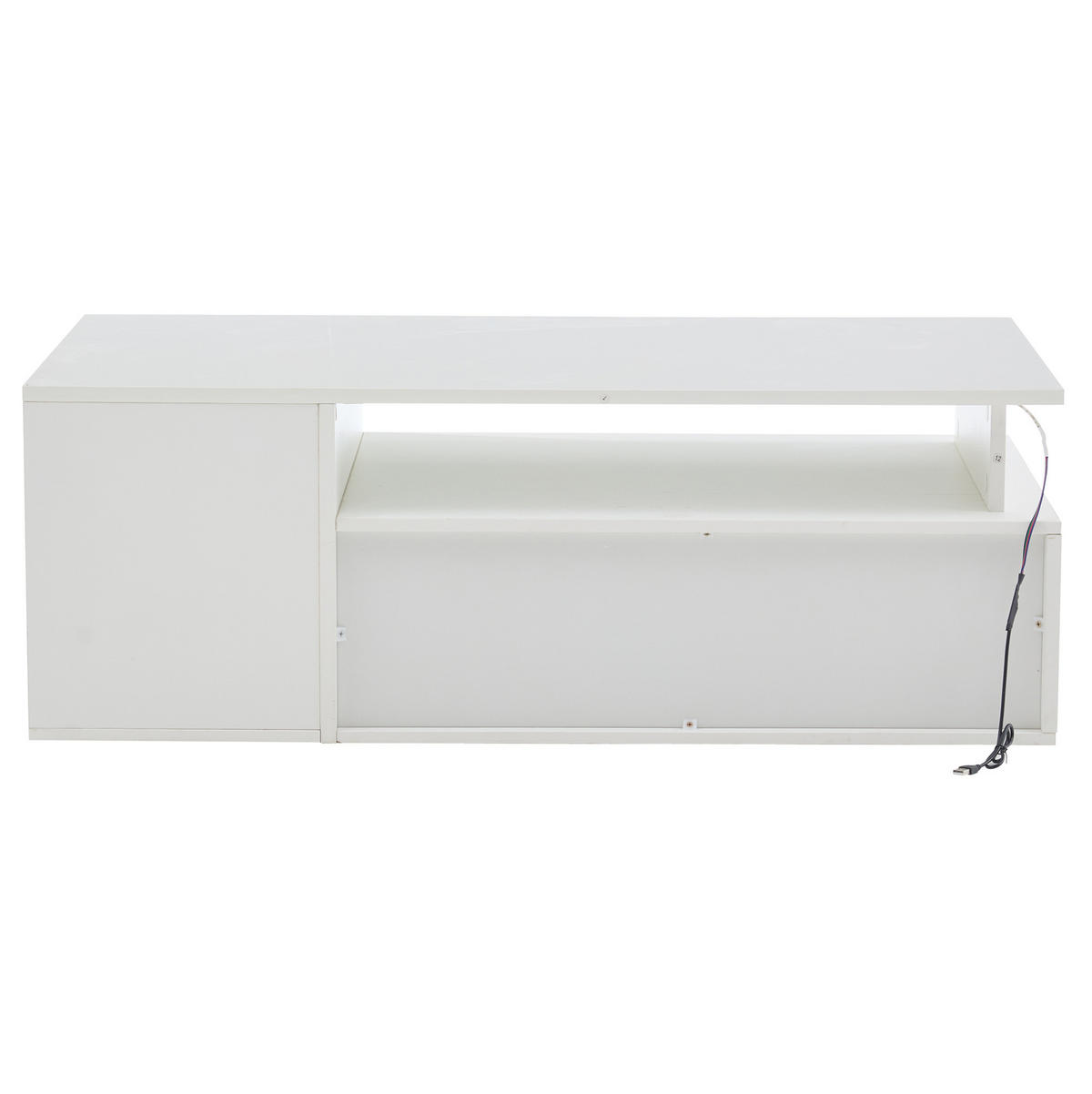 COUCHTISCH mit LED 100 x 50 x 35 cm Hochglanz Weiß - Weiß, Holzwerkstoff (100/50/35cm) - Meubliv