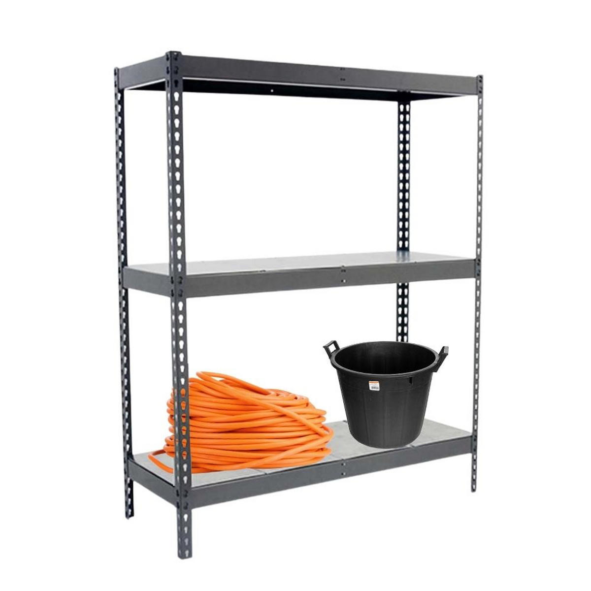 SCHWERLASTREGAL MID METAL YETI THREE | HxBxT 150x150x75cm | Fachlast 400kg | Grau - Grau, Metall (150/150/75cm) - PROREGAL