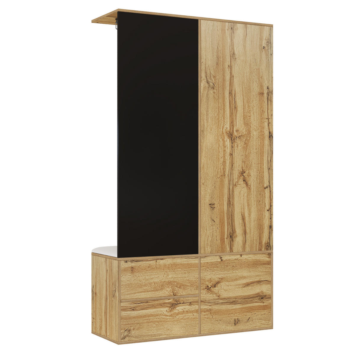 SCHUHSCHRANK 100/38/180 cm in Schwarz/Natur mit Spiegel und Schuhschrank - Naturfarben, Holzwerkstoff (100/180/38cm) - Flora Grace