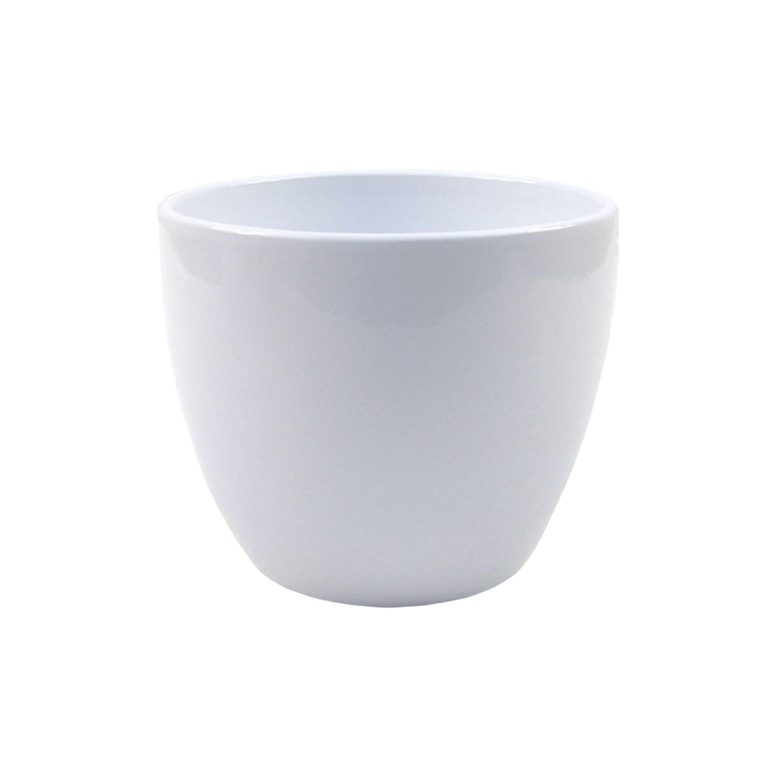 BLUMENTOPF Sylt Keramik rund glänzend Weiß 13/12 cm - Weiß, Keramik (12cm) - LENI