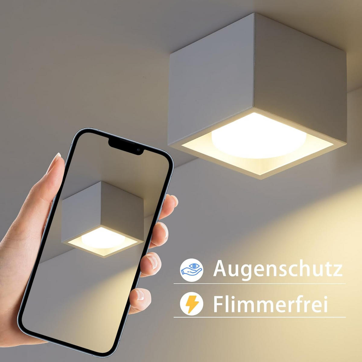 DECKENLEUCHTE Bemerkenswert 10/10/8cm - Weiß, Metall (10/10/8cm) - ZMH