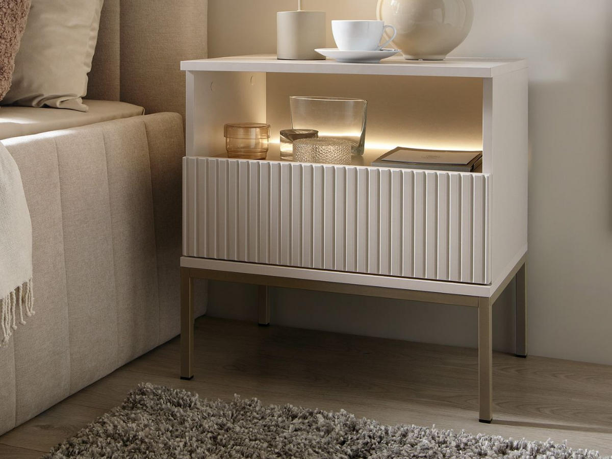 NACHTSCHRANK Kaschmir 54 cm Deo - Kaschmir/Champagner, Naturmaterialen/Metall (54/56/39cm) - Graingold