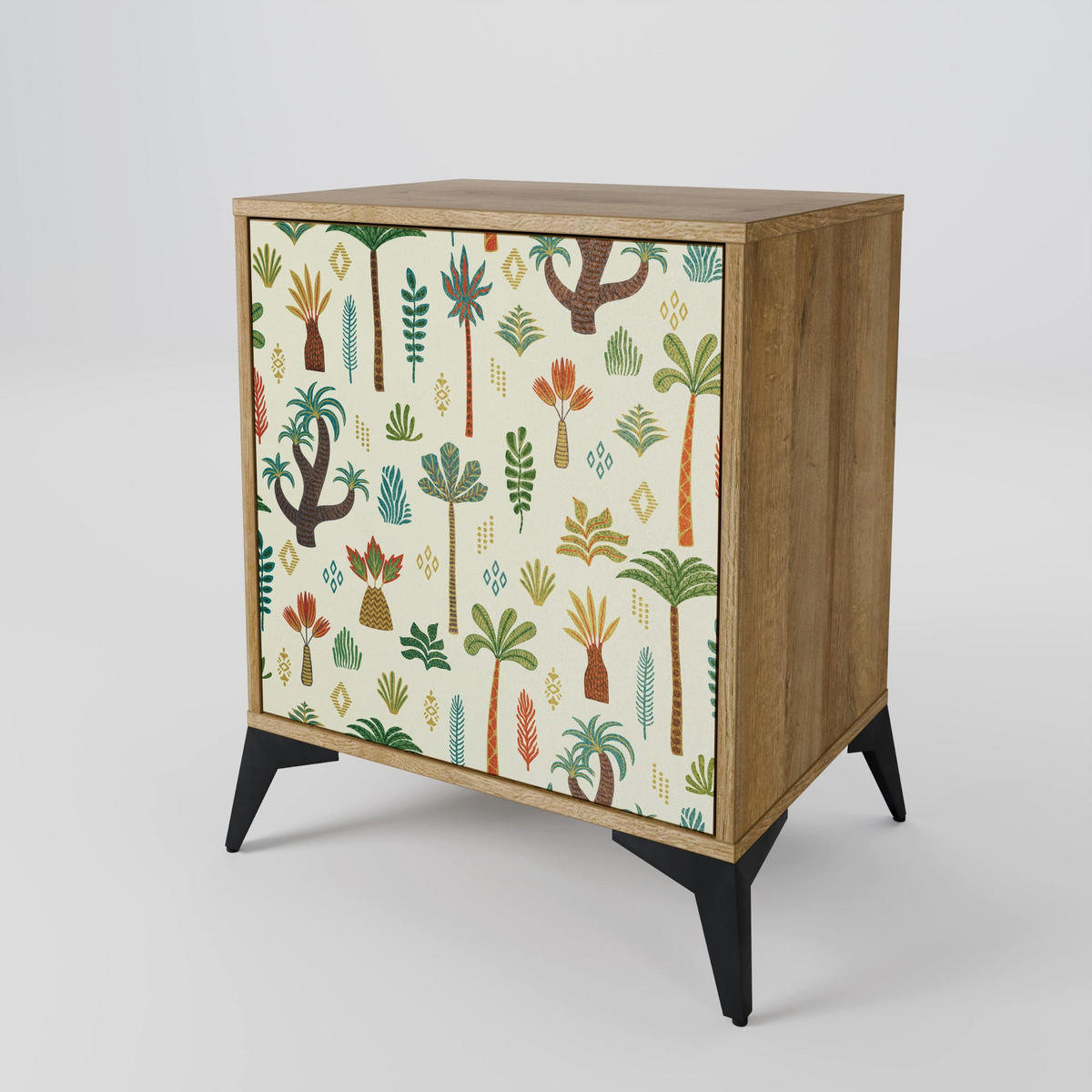 SIDEBOARD PALM SPRING, Eichefarben, 57,5x42x57,5 cm, Ohne Füße - Eichefarben/Multicolor, Holzwerkstoff (57.5/57.5/42cm) - SpaceRebels