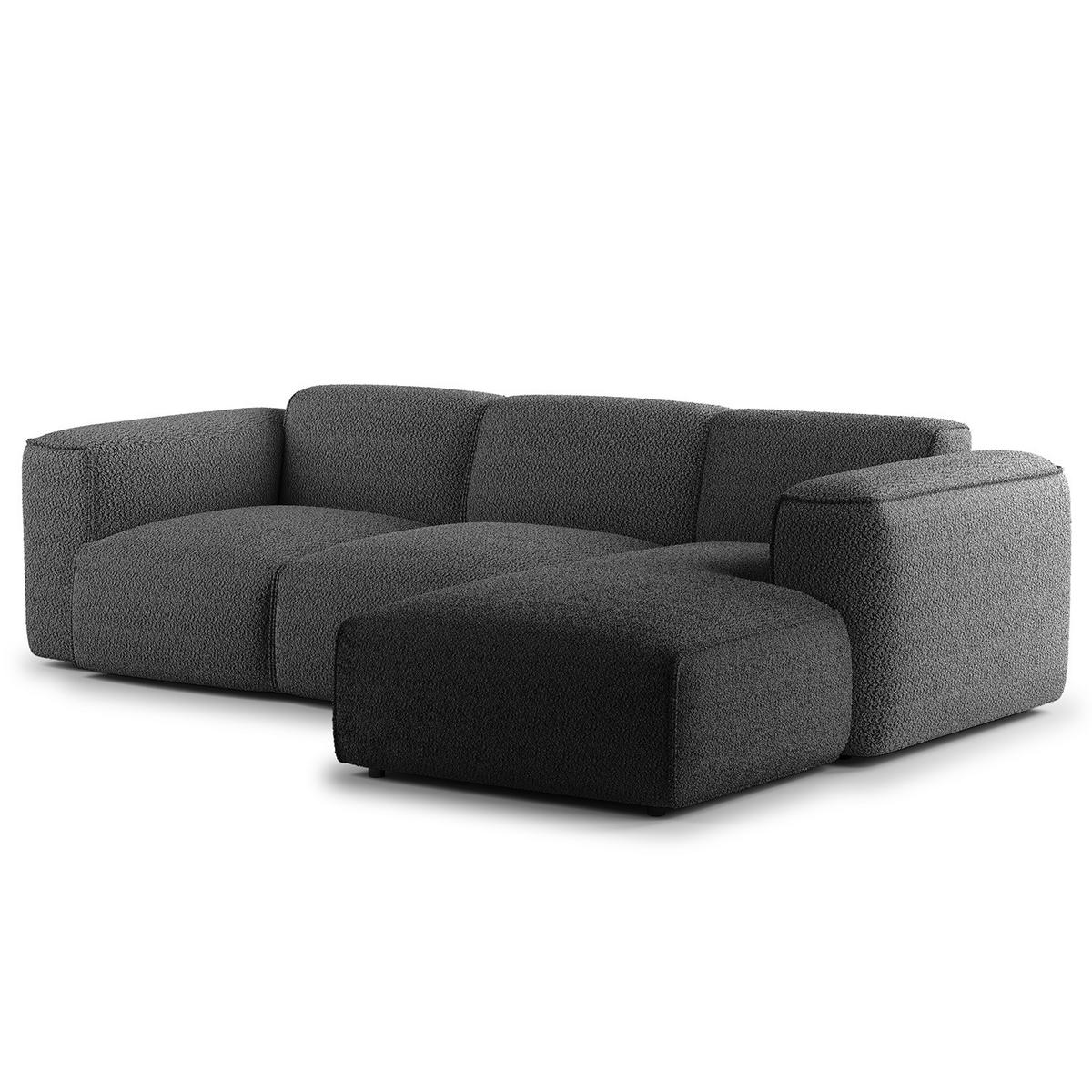 3-SITZER ECKSOFA mit Longchair - Anthrazit/Schwarz, Kunststoff/Textil (251/173cm) - home24