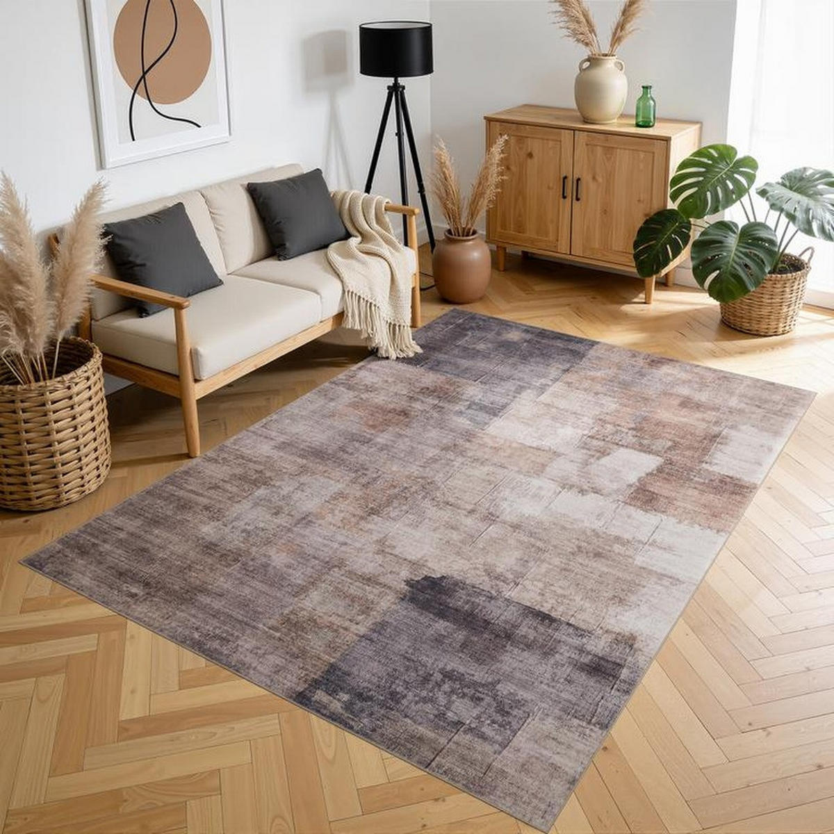 TEPPICH waschbar Flanel Beige/Braun 80x150 cm - Multicolor, Textil (80/150cm) - Vercai Rugs