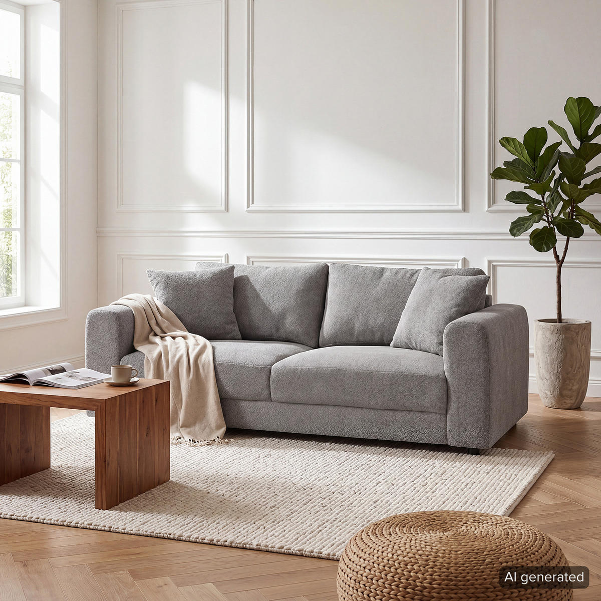 2,5-SITZER SOFA - Schwarz/Grau, Holz/Kunststoff (182/79/106cm) - home24