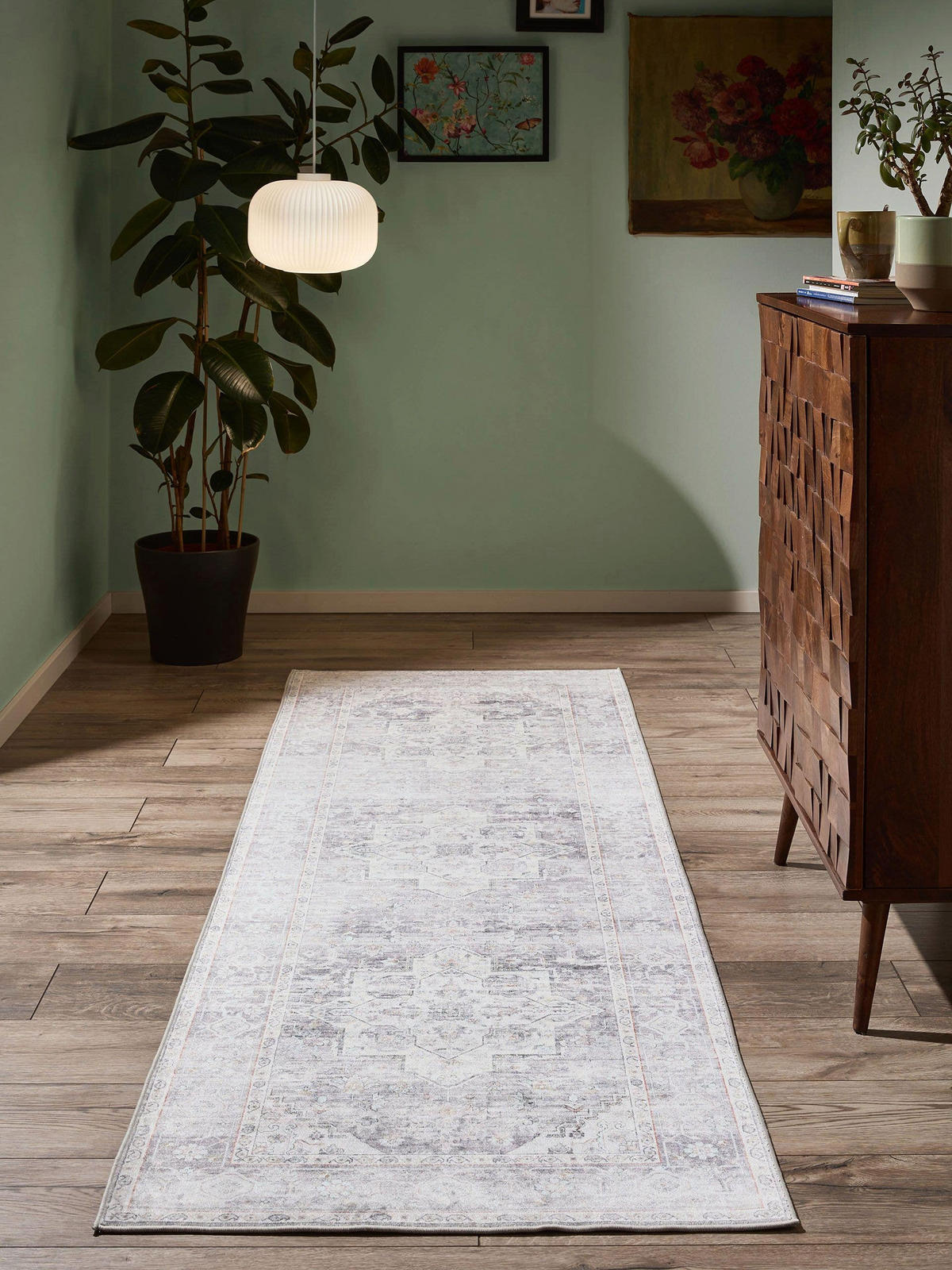 VINTAGE-LÄUFER Miray waschbar 80/240 cm - Grau, Kunststoff (80/240cm) - benuta Nest