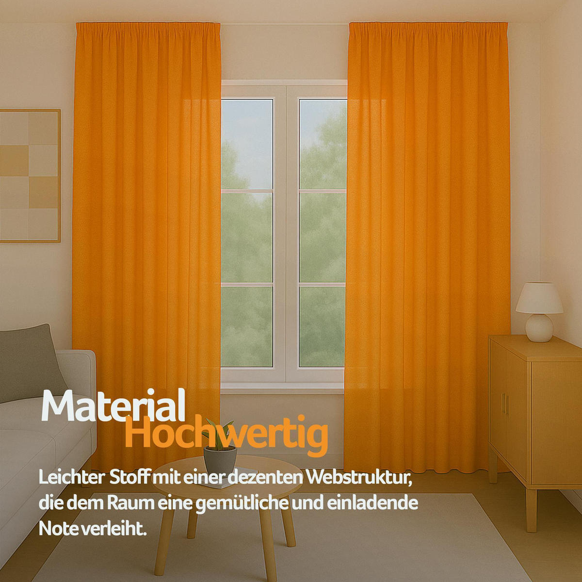 GARDINE Universalband "blickdicht" 2er Pack Hellorange 140x145 cm - Orange, Textil (140/145cm) - Bestlivings