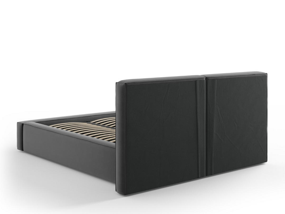 BETT mit Bettkasten und Kopfteil Jodie aus Samt grau 140x200cm - Grau, Textil (140/200cm) - Micadoni