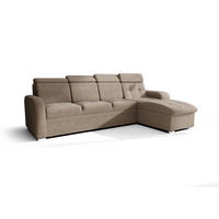 ECKSOFA KONGO RBN10, Eckcouch in L-Form mit Schlaffunktion, Farbe: Beige, Velourstoff, Ottomane Rechts - Beige, Textil (315/169cm) - O-Sofa
