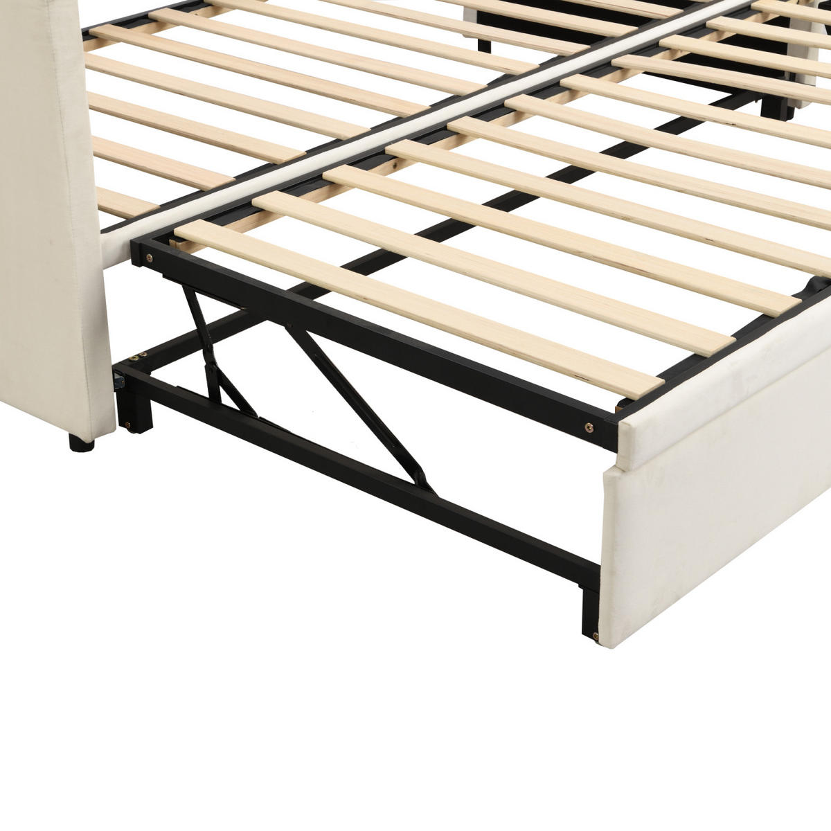 POLSTERBETT Tagesbett 90/200 cm ausziehbar auf 180/200 cm Samtoptik Beige - Beige, Textil (180/200cm) - Creahappy